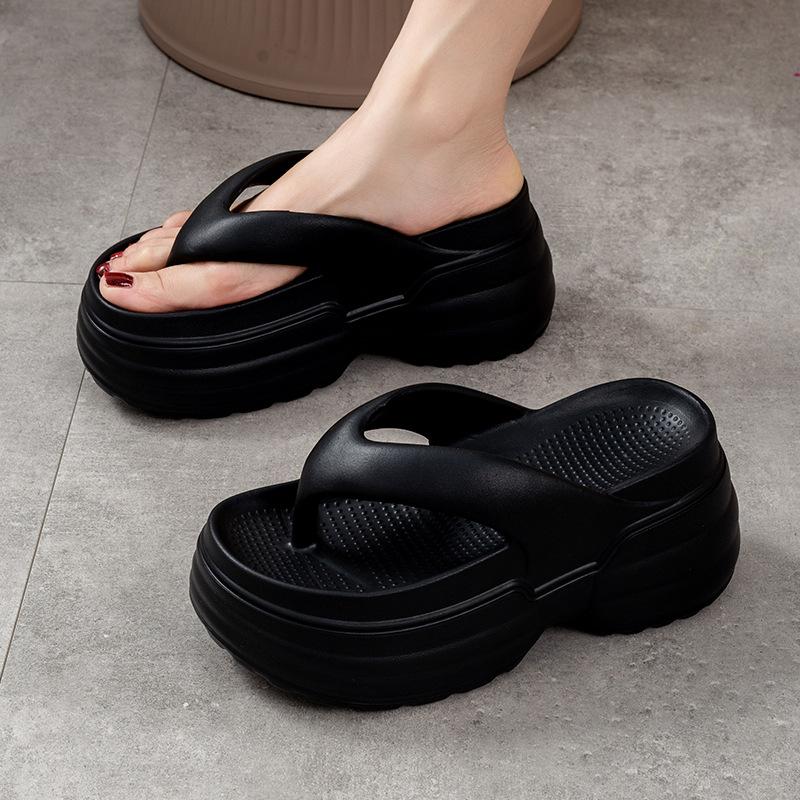 8.5 Cm Elevated Shoes Summer Flip Flops Women Chunky Platform Slippers Outdoor Fashion Streetwear Woman High Wedged Slides Shoes
