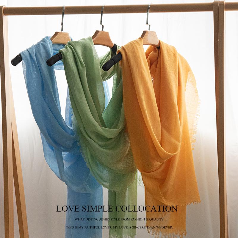 Spring Season, Pure Color, Simulated Silk, Long Strip Scarf, Fashionable, Suitable for Work, Sun Protection, Sheer Scarf, Shawl.