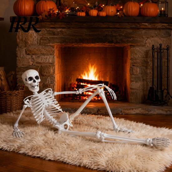 Reusable Halloween Decoration 3ft Life Size Skeleton, Full Body Posable Plastic Skeleton Prop, Realistic Model Human Bones for Yard Patio Lawn Garden