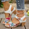 Fashion Women's Peep Toe Hihg Heel Sandals Summer Gladiator Shoes Chunky Heel Platform Women's Sandals Flower Ladies Heeled Shoes Q425