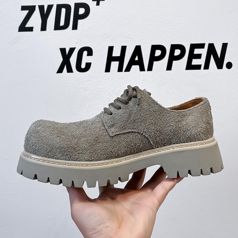 Men's Shoes New Niche Original Derby Shoes Men's Platform Heightening Couple Tooling Shoes Big Head Leather Shoes 1039-A