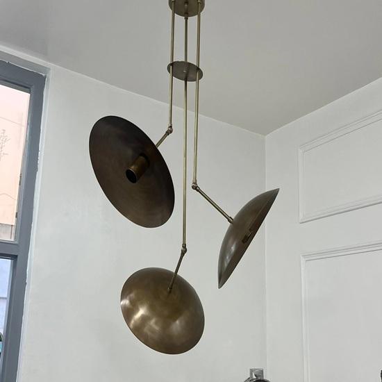 Современная люстра Спутник из необработанной латуни 3-ламповый куполообразный подвесной светильник для дома, офисный декор