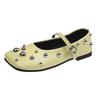 Fashion Square Toe Studded Flats Women's Autumn New Shallow Slip Strap Soft Sole Non-Slip Low-Top Single Shoes