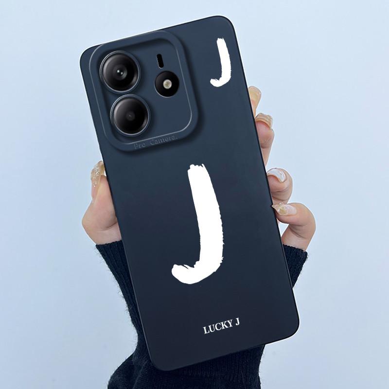 For Xiaomi Redmi Note 14 5G Cover Case Lucky Initial Letter Couple Silicone Soft Matte Phone Bumper for Redmi Note14 5G Casing