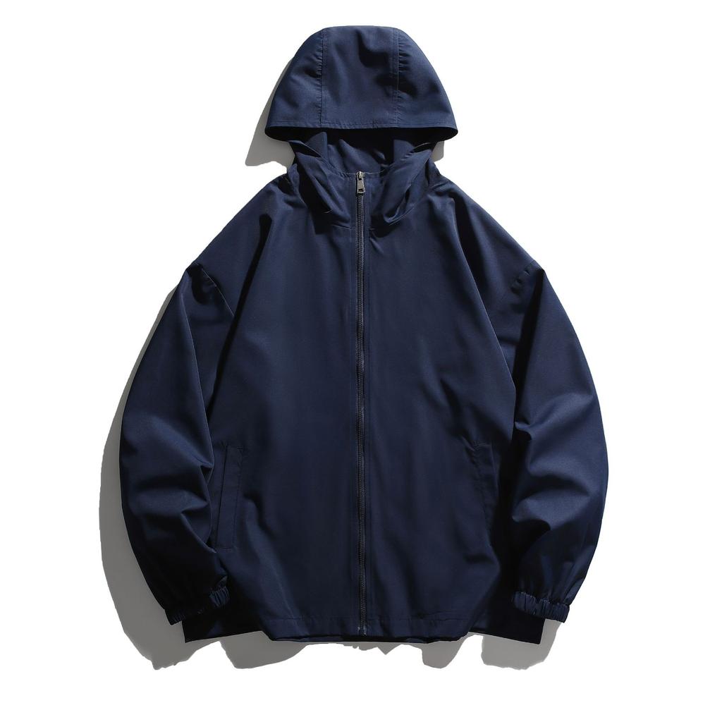 Hooded Jacket Men's Autumn Simple Loose Solid Color Windproof Jacket Couple Fashion Versatile Multi-color Coat
