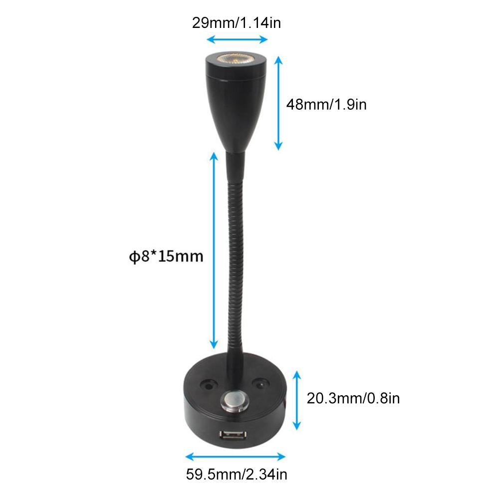 Светодиодный светильник для чтения на лодке, автофургоне, регулируемая яркость, настенный светильник на гибкой стойке, 12 В, 3 Вт, сенсорный настенный светильник для автодома, яхты, каюты, порт USB для зарядки