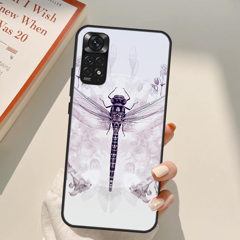 Роскошный чехол со стрекозой для Xiaomi Redmi Note 11 10 Pro 8 9 9S 10S 11S 9A 9C 10A 10C K40 K50 игровой чехол