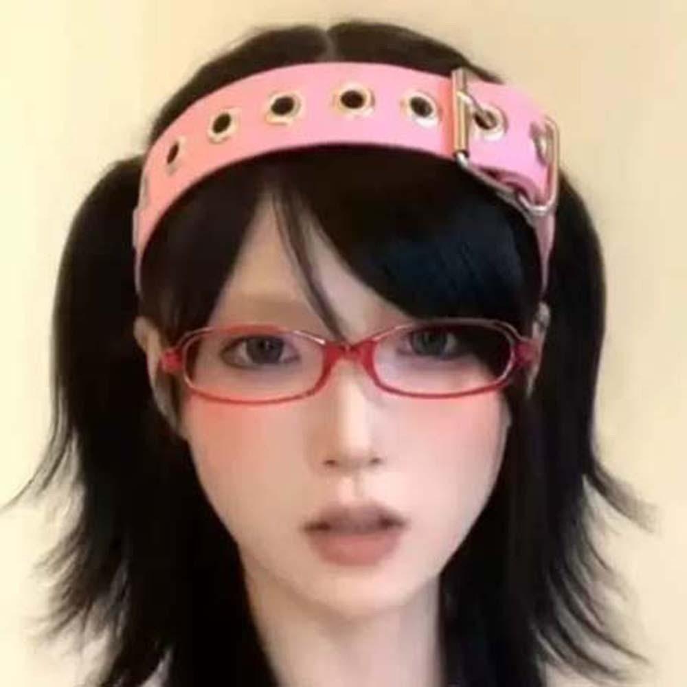 Y2K Панк Ободок с заклепками и вырезами Кожаный ремешок для волос Субкультура Стимпанк Обруч для волос Женский