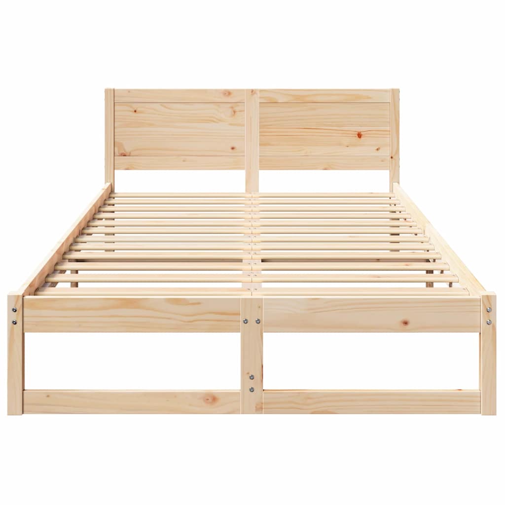 Natural Wooden Bed Frame with Headboard 120 x 190 cm Solid Pine Wood
