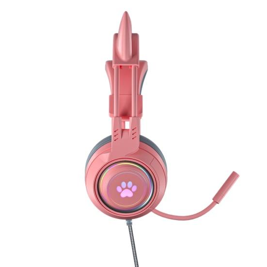 Проводные наушники SY-G25 Чувствительное шумоподавление Съемные кошачьи ушки 3,5 мм USB Всенаправленная игровая гарнитура для ноутбука