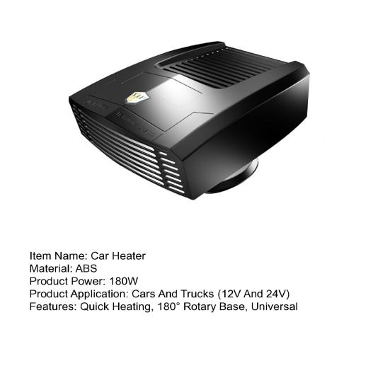 Car Heater 12V/24V 180W Quick Heating Cooling Fan 180 Rotary Base Universal SUV Truck Auto Portable Space Heater Cooler Windshield Defroster Defogger