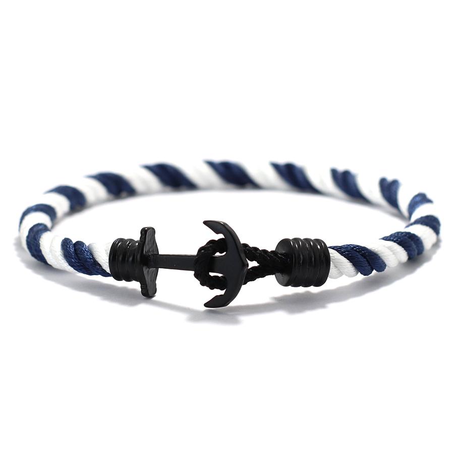 Простой мужской браслет с якорем, винтажный плетеный миланский канат, женский, в морском стиле, для кемпинга, студенческий, наручный, ювелирный подарок для него