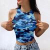 Женская модная базовая майка без рукавов с камуфляжным принтом
