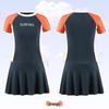 2025 Girls' Conservative Two-Piece Swimsuit: Fresh Waist-Slimming Short Skirt & Short-Sleeve Design