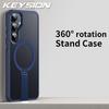 KEYSION 360 Скрытая Металлическая Подставка Магнитный Чехол для Magsafe для Samsung Galaxy S24 S25 Ultra S24+ S25+ Матовый Ударопрочный Чехол для Телефона