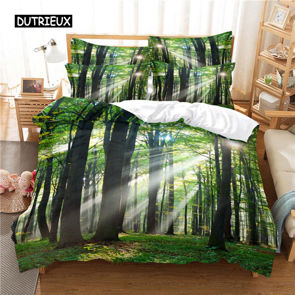Постельное белье Green Forest Комплект пододеяльника 3d Постельное белье Цифровая печать Постельное белье размера Queen Модный дизайн