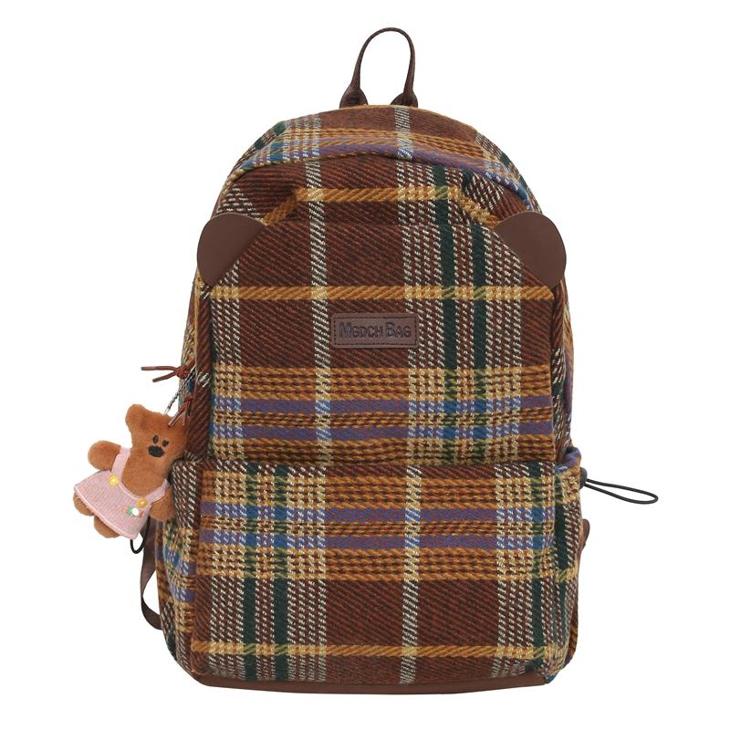 Винтажный клетчатый школьный рюкзак для женщин
