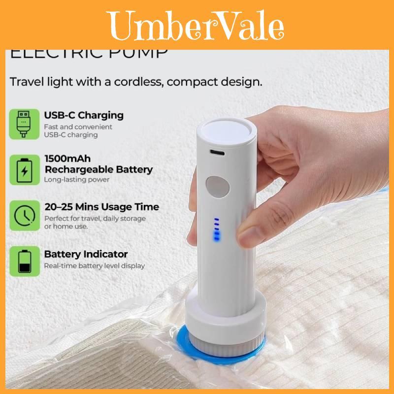 Compact Micro Electric Vacuum Pump For Travel Compression Bags With Rechargeable Battery And Low Noise Operation