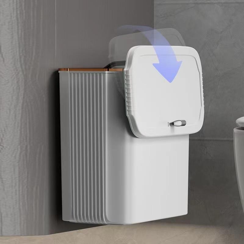 Kitchen Trash Can Wall Mounted Hanging Trash Bin With Lid Garbage Bathroom Recycling Garbage Basket for Cabinet Under Sink Bin