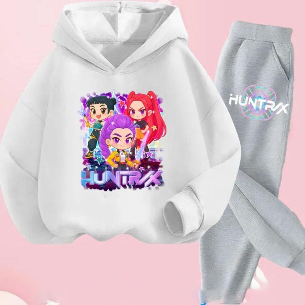 Детская одежда с принтом KPop Demon Hunters Y2K Толстовки+Брюки Спортивные костюмы KPop Demon Hunters Корейский костюм с худи