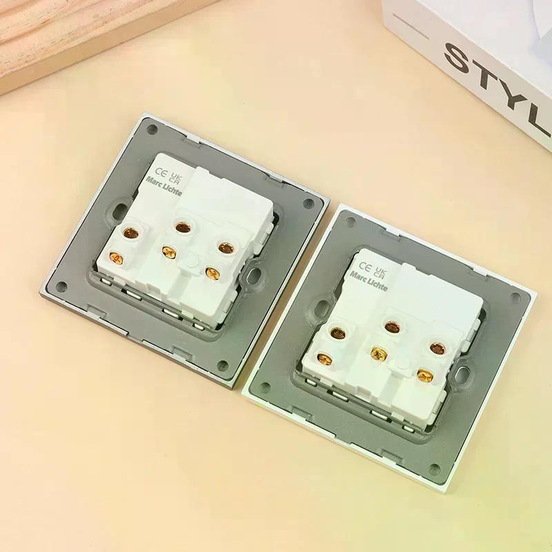 Универсальная 18 Вт Type-C Быстрая зарядка 5-контактная розетка, Настенная электрическая розетка Великобритании с USB-зарядкой, Белая умная двойная силовая розетка