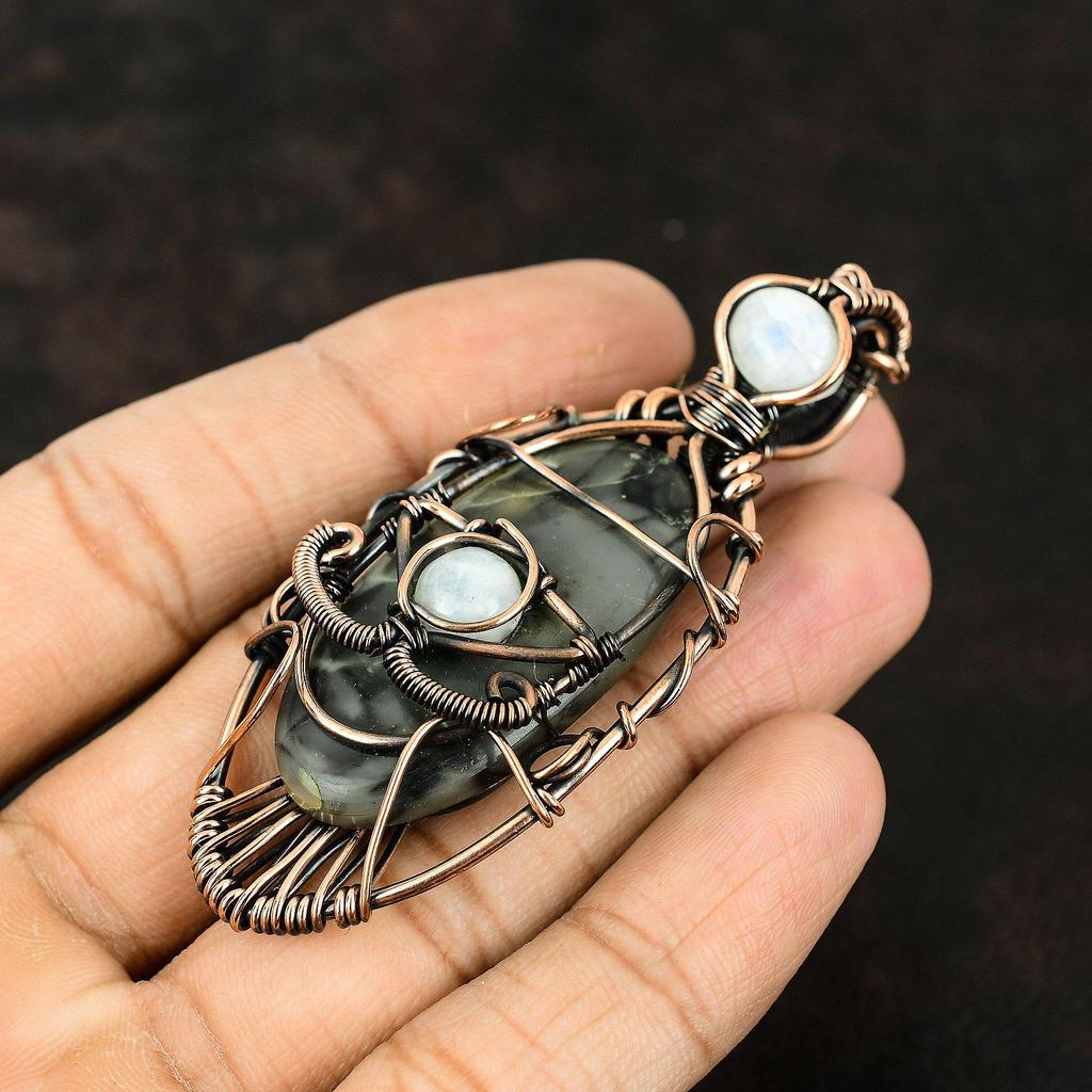 Подвеска из меди с яшмой Пикассо «Сглаз», драгоценный камень, подвеска из медной проволоки, подвеска ручной работы из лунного камня, подарок другу