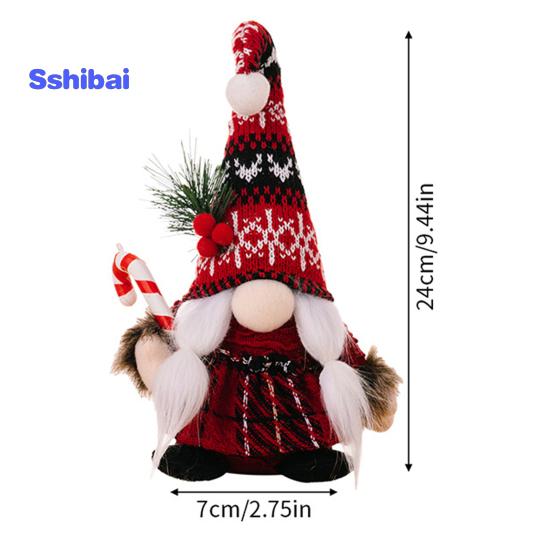 Рождественская кукла-гном, вязаная шапка ручной работы, сосновая иголка, ягодный помпон, полная борода, коса, настольный стоячий безликий гном, мягкое украшение