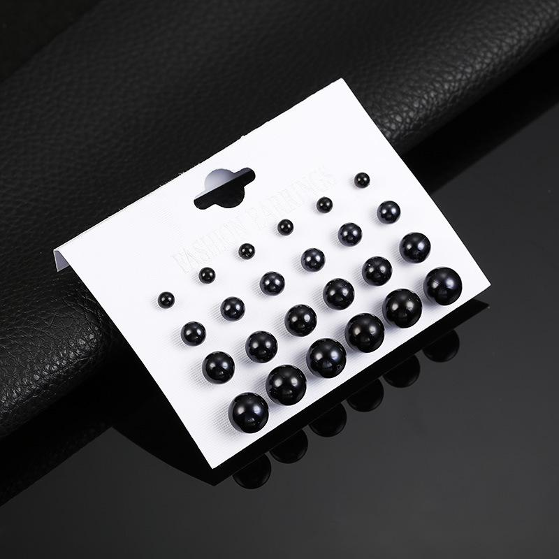 Korean Women Earrings 12 Pair/Set Beige White Pearl Simple Fashion Earrings Wedding Jewelry For Gift Valentine's Day Gift