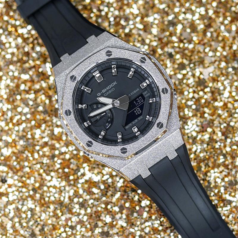 Casio Унисекс Жидкокристаллический, Аналогово-цифровой Двойной дисплей Серия Черные часы GA-2100-1A1(Watch8--)