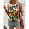 Women 3d T Shirt Casual Butterfly Print Tank Top - Knit Polyester Crew Neck Sleeveless Vest for Spring/Summer