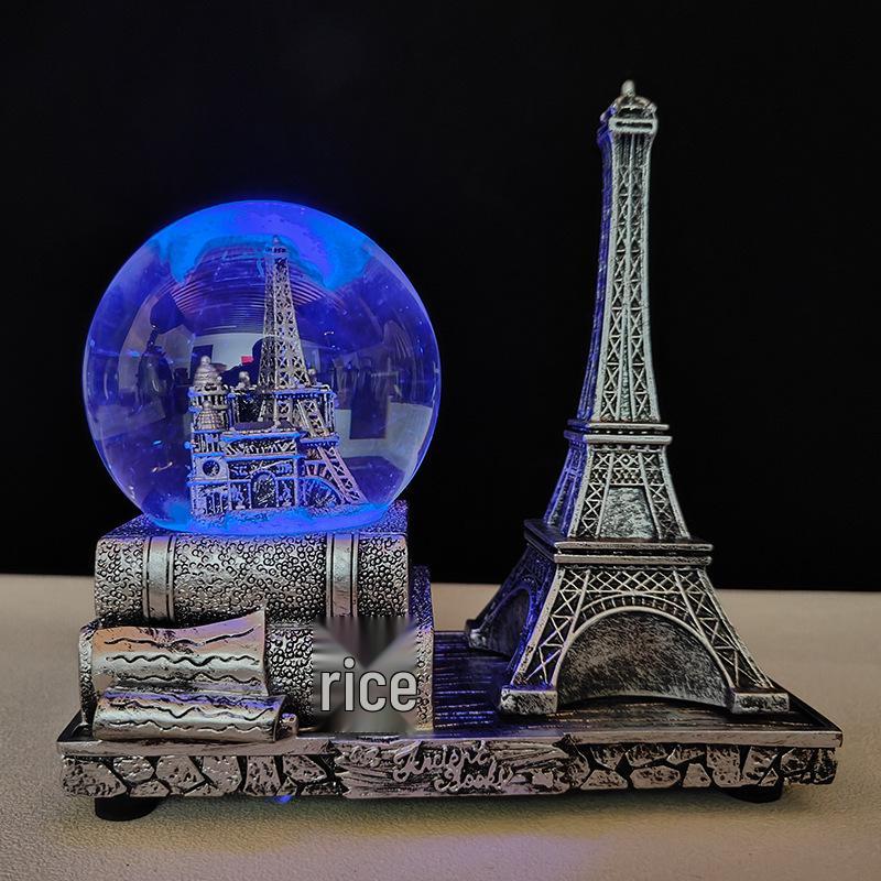Креативный светящийся шар со снегом Эйфелева башня Музыкальная шкатулка - Ретро Декор для рабочего стола