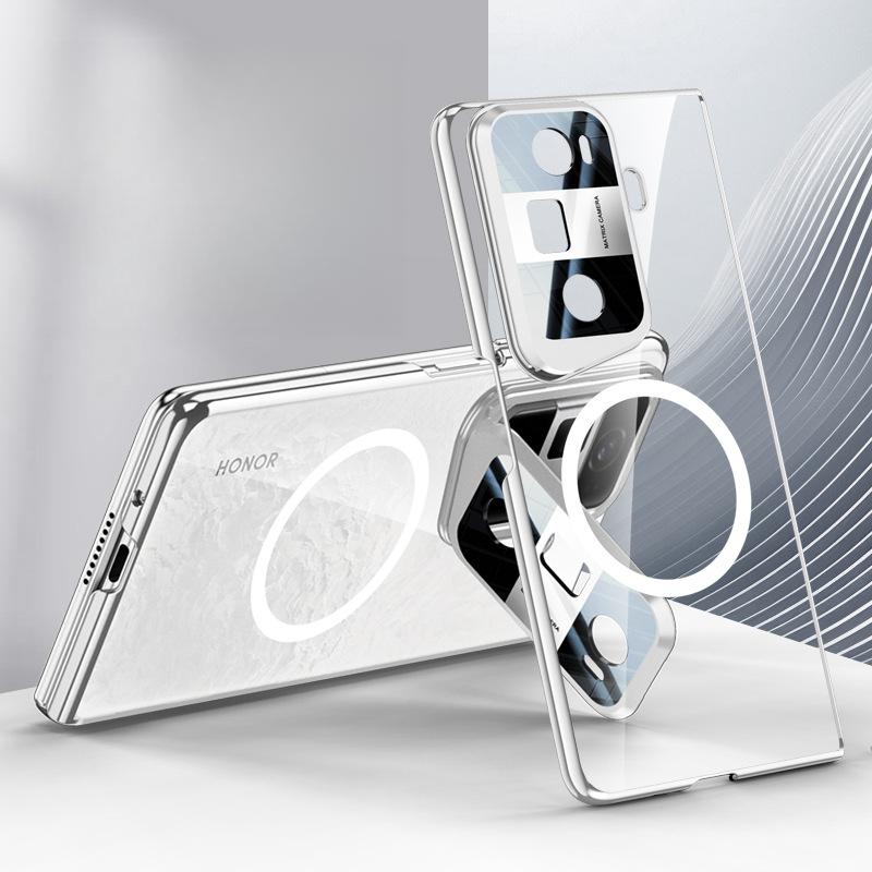 Подходит для Honor Magicvs3 Чехол для мобильного телефона Пленка Интегрированный Простой Всевключающий Противоударный Кронштейн Магнитная Адсорбция Прозрачный Гальванизированный Чехол