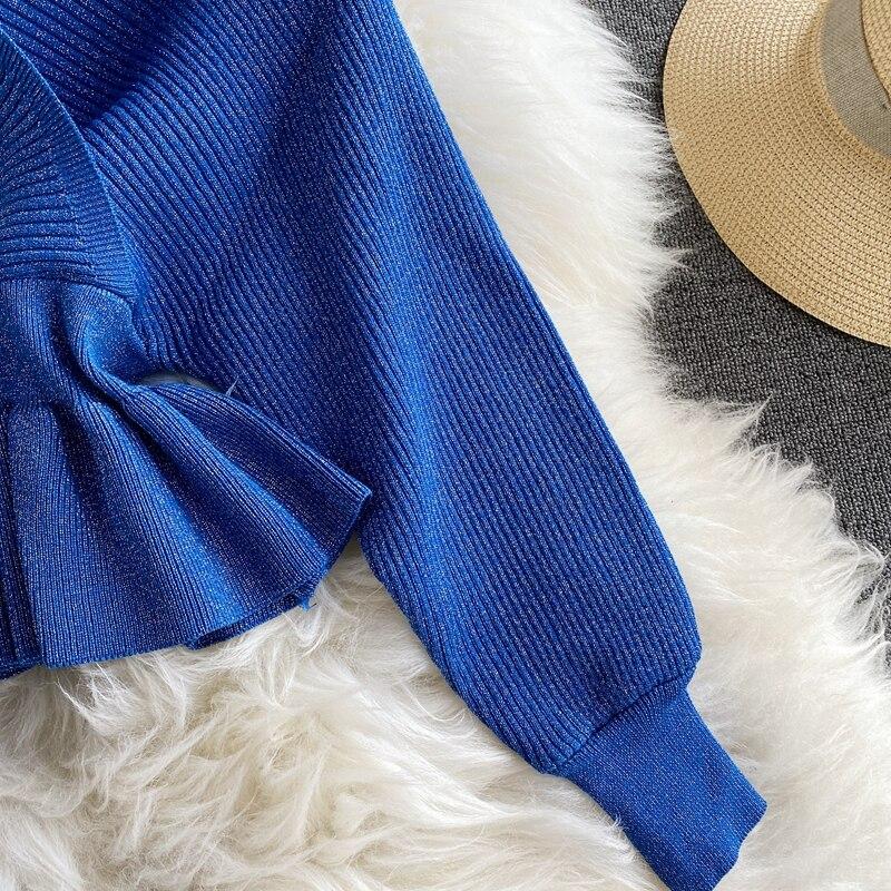 RUGOD Весенний новый яркий шелковый вязаный топ с v-образным вырезом и длинными рукавами, модный темпераментный короткий универсальный топ с тонкой спинкой и длинным рукавом