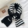 Striped Knitted Scarf Women'S Autumn And Winter Thickened Warm Student Ins Fashion Trend Scarf Gloves