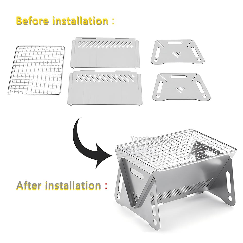 Портативный складной гриль-барбекю, отопительные печи, многофункциональная стойка для гриля для кемпинга, сетчатая дровяная печь, гриль из нержавеющей стали