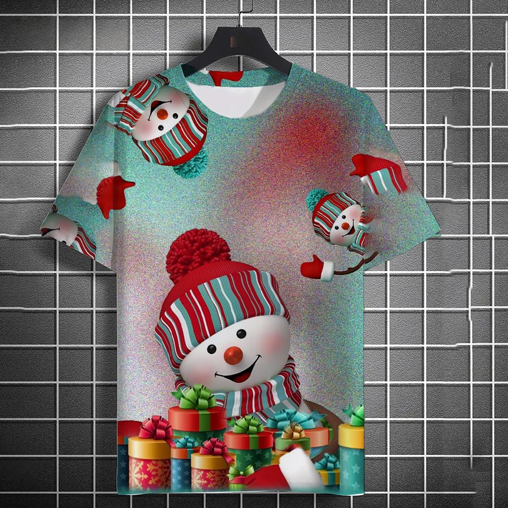 Men's T-Shirt Kids T Shirts 3D Santa Claus Printed Short Sleeve Christmas T-Shirt Trendy Christmas Casual Clothing Tops