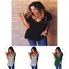 Neu Damen Shirt Bluse Casual Tunika Kurzarm Sommer V-ausschnitt T-shirts Top For Effortless Versatile Style