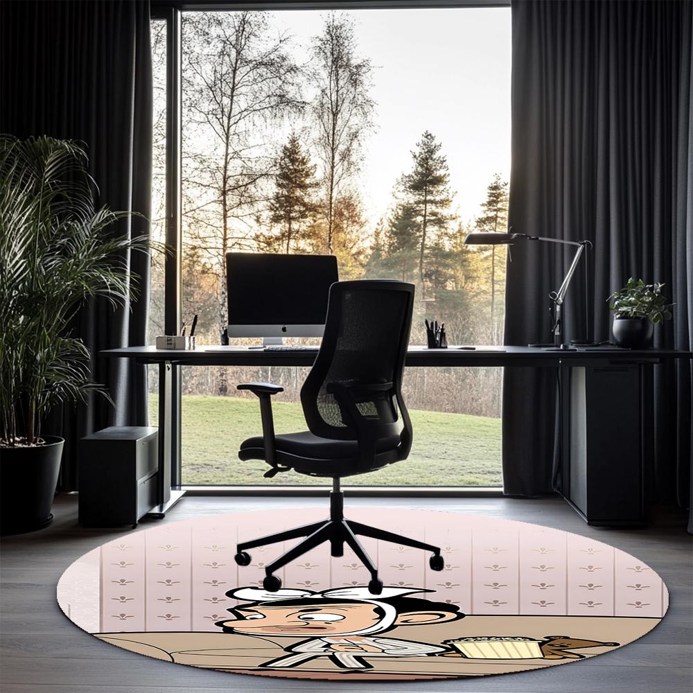 Mr Bean Printed Round Rug Carpet Chair Rug Area Rug Entryway Doormats,for Office Chair Living Room Bedroom Kitchen Room.