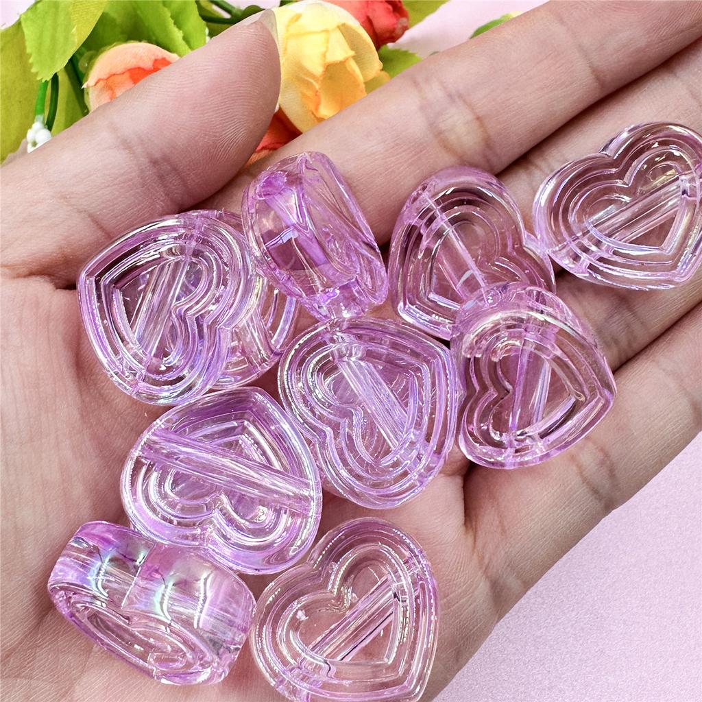 High Quality Creative Handmade Material DIY Making Accessories Spacer Loose Beads 12Pcs 23.9mm*20.8mm with Hole 6 Colors Acrylic Peach Heart