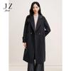 JUZUI Elegant Retro Wool Blend Double-Faced Long Coat