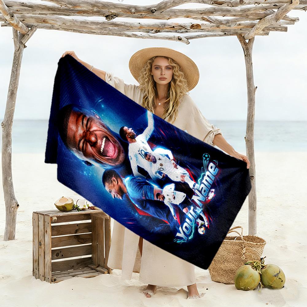 Mbappé Personalized Text Beach Towel High Absorbency & Quick-Dry Portable for SwimmingBeachCamping Travel Beach AccessoriesGym