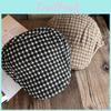 Checkered Pattern Retro Beret Hat For Women Breathable Sunshade Headwear Gift