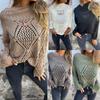 Женский осенний повседневный свитер с рукавами «летучая мышь» с вырезом, трикотажные пуловеры и свитера