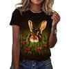 Забавная женская футболка Y2k, летние свободные повседневные футболки с короткими рукавами и милым кроликом, модные уличные футболки с 3D принтом для девочек