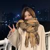 Korean-Style Plaid Cashmere-Inspired Scarf: Warm, Versatile Winter Shawl for Women