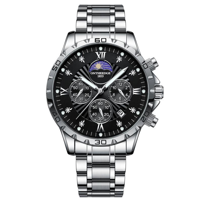 ONTHEEDGE Мужские часы Многофункциональные светящиеся в темноте водонепроницаемые механические часы с твердым стальным ремешком
