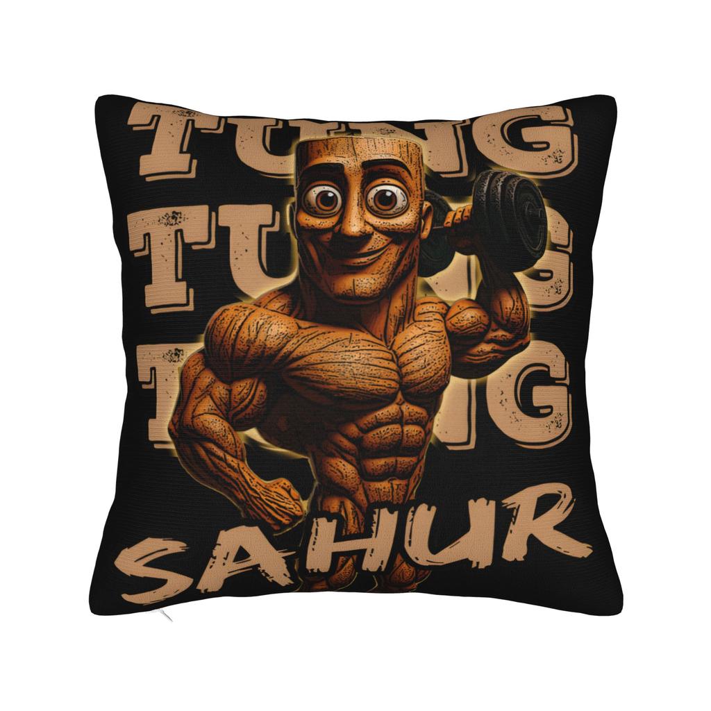 Tung Tung Tung Sahur Brainrot Funny Pillow Case Comfy Pillow Cover Kawaii Pillowcases For Sofa Home Decoration