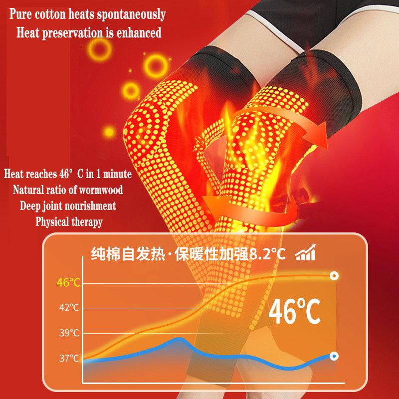 2 шт. Самонагревающиеся наколенники, наколенники, теплые, для артрита, суставов, облегчения травм, восстановления, массажер для ног, более длинные, натуральные