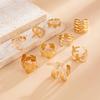 SHIXIN 9 Pcs Creative Starfish Scallop Flower Open Rings Set for Women Bohemian Irregular Adjustable Ring Beach Daily Jewelry
