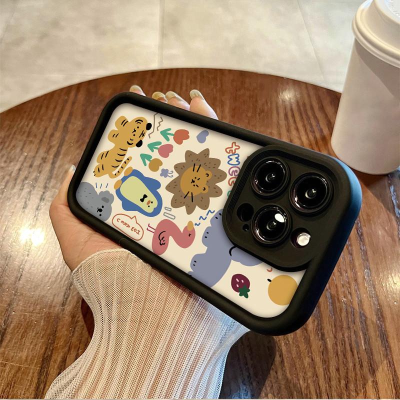 Мультяшный лев тигр животные милый принт модный чехол гибкий мягкий силиконовый чехол TPU полная задняя крышка для iPhone Samsung